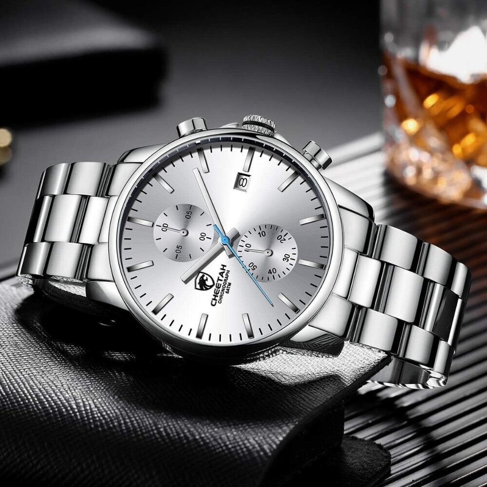 ⚡Silver White Men Watches with Black Stainles Steel and Metal Casual Waterproof - Picture 6 of 8
